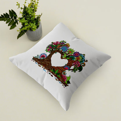Mandala Heart Shape Tree Design Cushion (12x12 inches) Pack of 1
