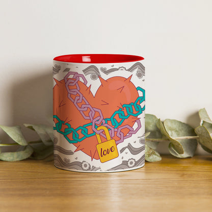 Love chain Red Handle 330 ml Coffee Mug