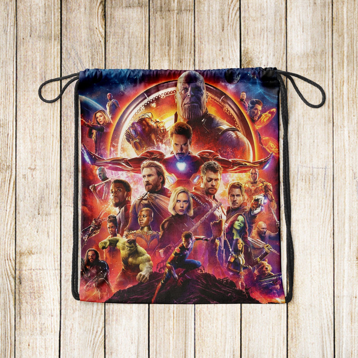 Avengers Infinity War Pattern Polyester String Backpack Bags for kids for Gym, Yoga, Tuition ,Beach Bag for 4-10 year boys and girls