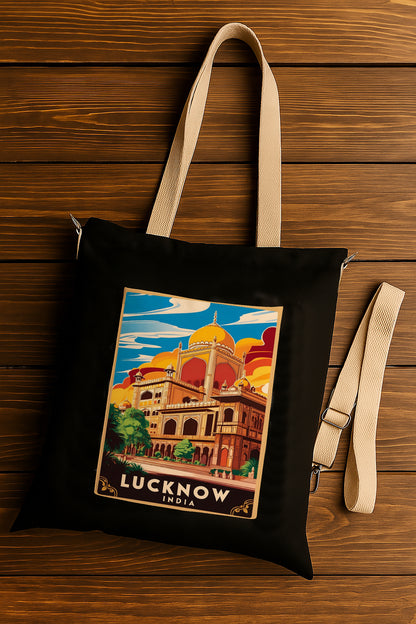 Lucknow india Printed Women's Girls Cross Body Sling Bag with Extra Front Pocket, College Bag for Girls, Tote Bag for Shopping,Travel