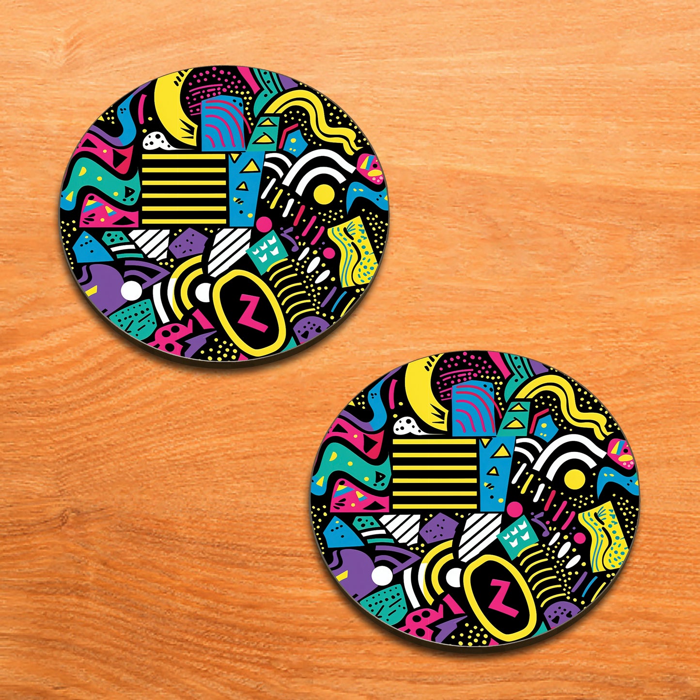 Doodle Art Seamless Shapes and Textures Pattern Combo Mugs and Coaster(Set of 2 Mugs and 2 coasters) 330 ml Full Black Coffee Mug