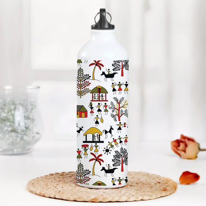 Hand drawn traditional the ancient tribal art India Printed Normal Sipper Water Bottle 750 ml For Gym, Yoga, Kids, Boys, Girls, Brother, Sister, Babies, Baby, Workout, Adults