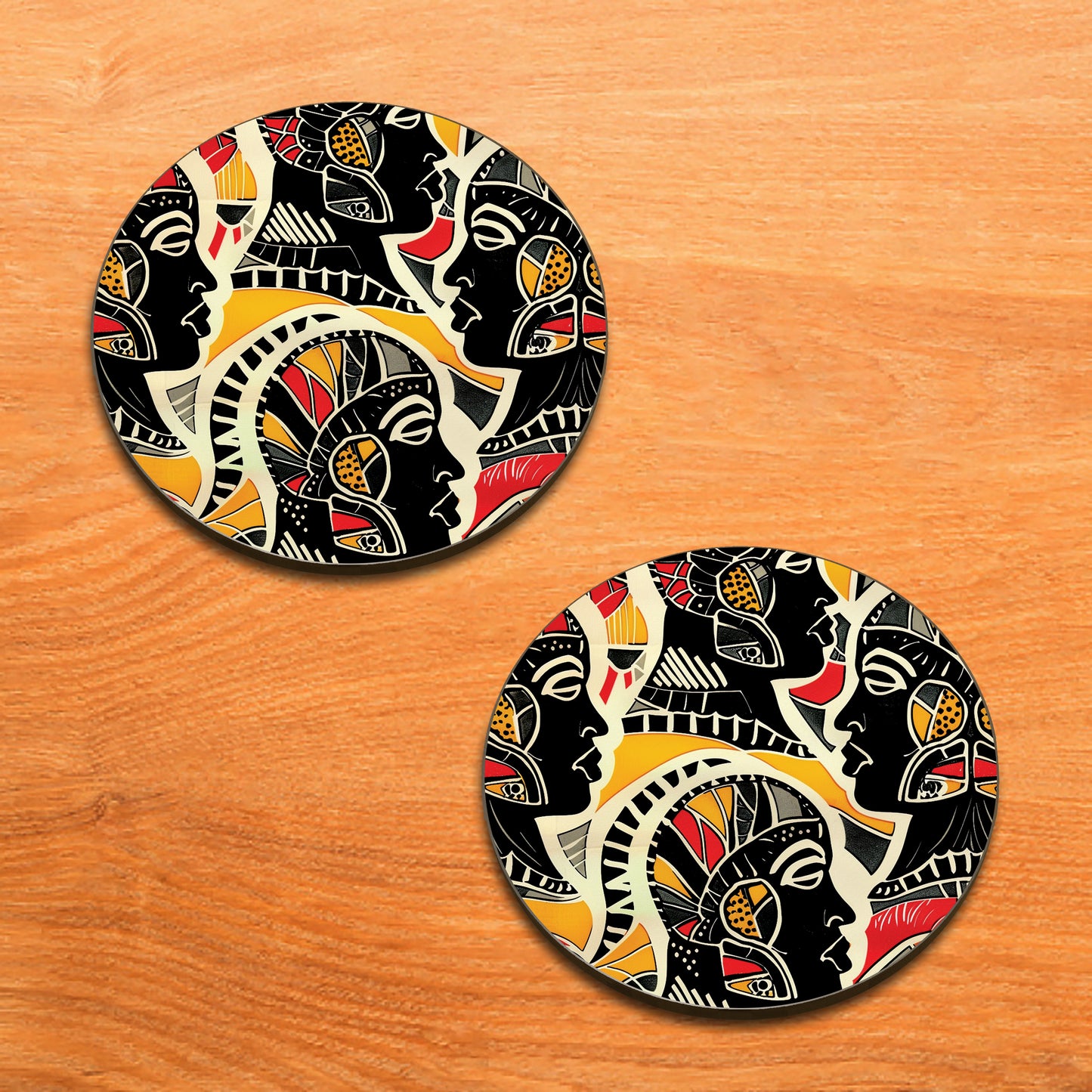 African Style Vector illustration Combo Mugs and Coaster(Set of 2 Mugs and 2 coasters) 330 ml Full Black Coffee Mug