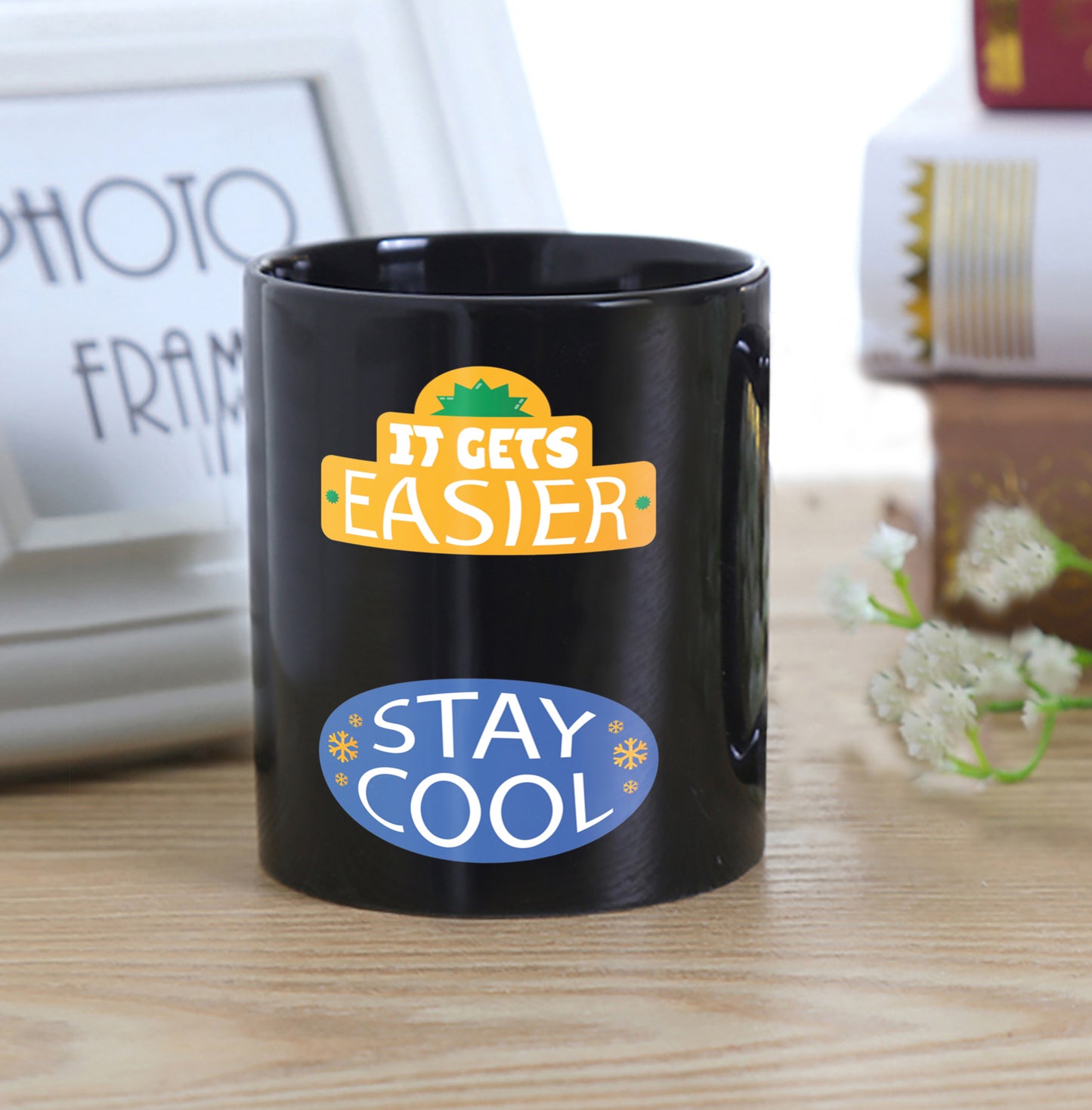 Flat design retro sticker collection Full Black 330 ml Coffee Mug