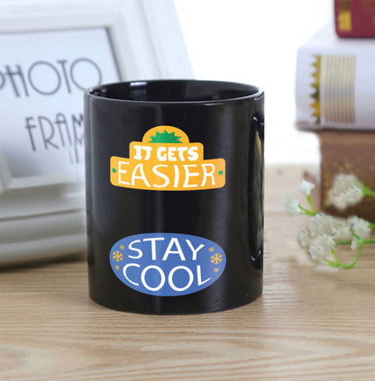 Flat design retro sticker collection Full Black 330 ml Coffee Mug