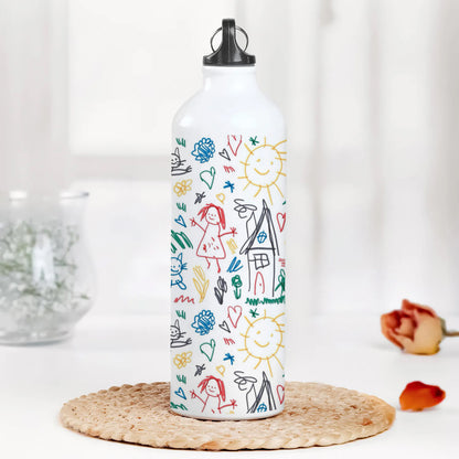 Seamless Pattern with Kids Illustrations Printed Normal Sipper Water Bottle 750 ml For Gym, Yoga, Kids, Boys, Girls, Brother, Sister, Babies, Baby, Workout, Adults