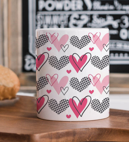 Hearts Pattern design White 330 ml Coffee Mug