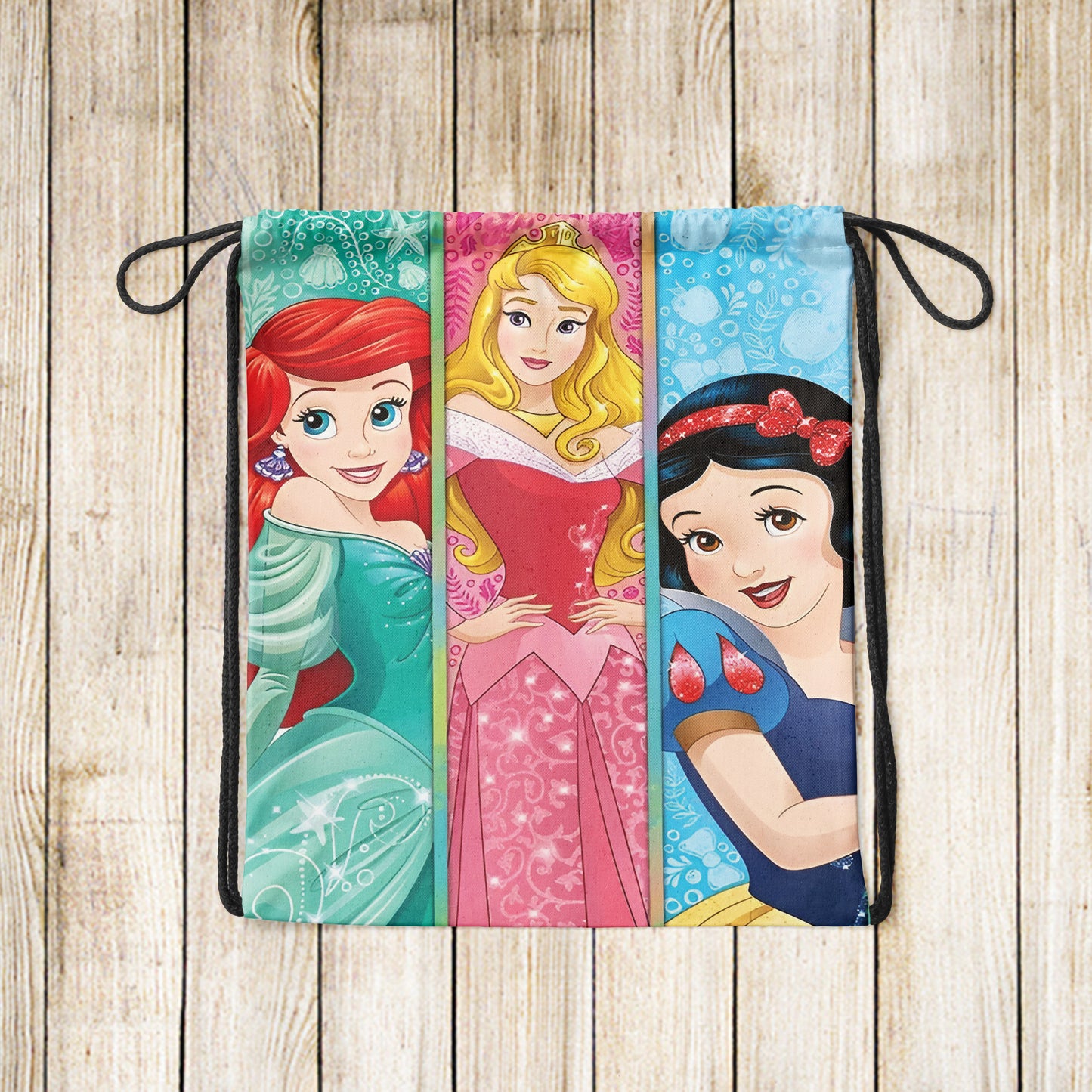 Beautiful Princesses Design Pattern Polyester String Backpack Bags for kids for Gym, Yoga, Tuition ,Beach Bag for 4-10 year boys and girls