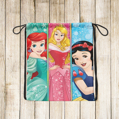 Beautiful Princesses Design Pattern Polyester String Backpack Bags for kids for Gym, Yoga, Tuition ,Beach Bag for 4-10 year boys and girls