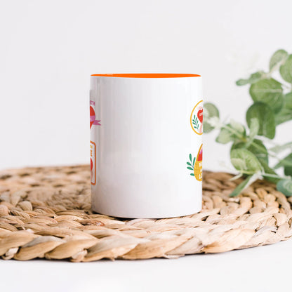 Hand drawn made with love floral label design Orange Handle 330 ml Coffee Mug