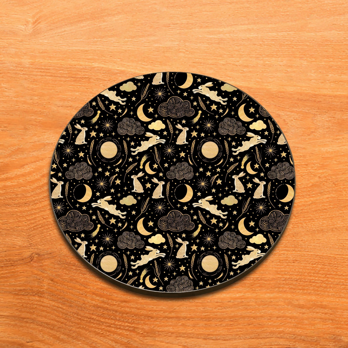 Harvest Moon Design Full Black 330 ml Coffee Mug with Coaster