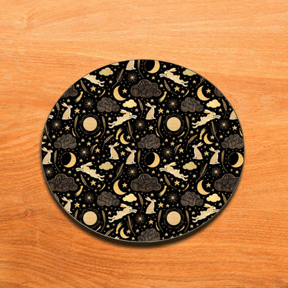 Harvest Moon Design Full Black 330 ml Coffee Mug with Coaster