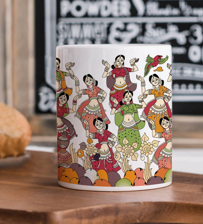 Traditional Kalamkari Seamless Pattern Mug and Keychain Combo 330 ml Coffee Mug