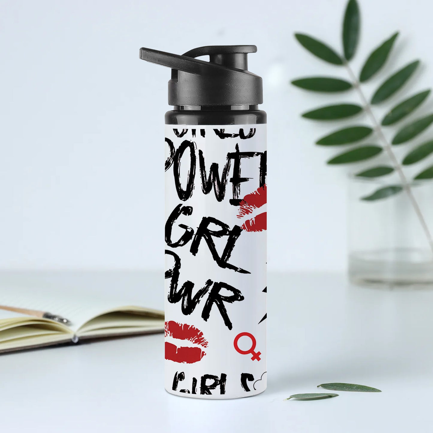 Girl power typography pattern Printed Eagle Shape Water Bottle 750 ml For Gym, Yoga, Kids, Boys, Girls, Brother, Sister, Babies, Baby, Workout, Adults