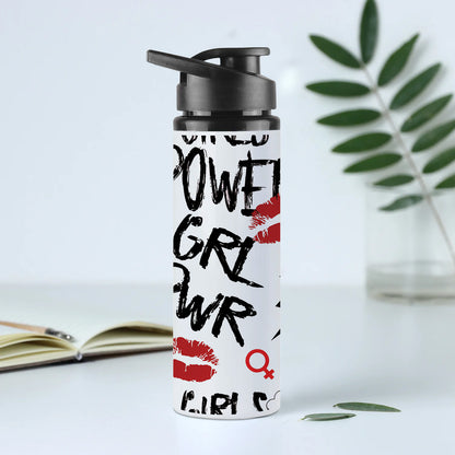 Girl power typography pattern Printed Eagle Shape Water Bottle 750 ml For Gym, Yoga, Kids, Boys, Girls, Brother, Sister, Babies, Baby, Workout, Adults