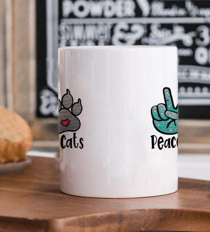 Peace Love cats design White 330 ml Coffee Mug