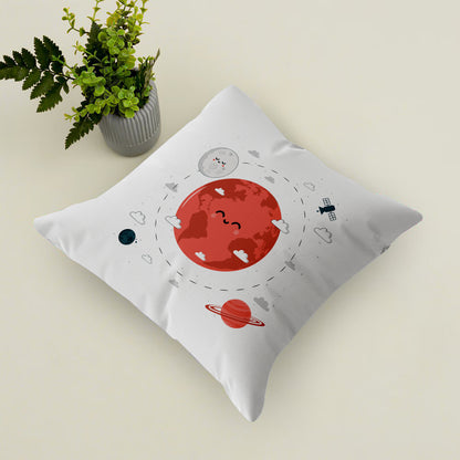 Earth and Moon illustration Art Design Cushion (12x12 inches) Pack of 1