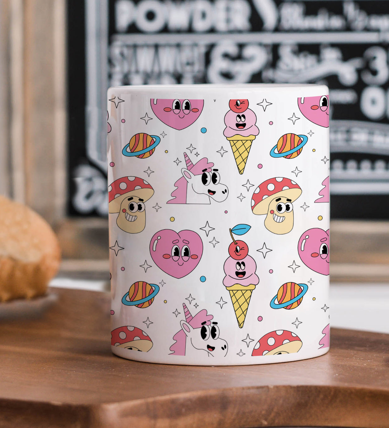 Hand drawn flat trendy cartoon pattern White 330 ml Coffee Mug