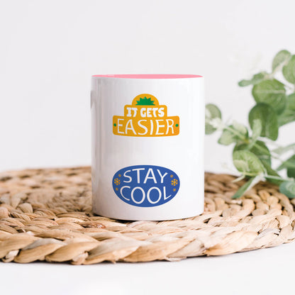Flat design retro sticker collection Light Pink Handle 330 ml Coffee Mug