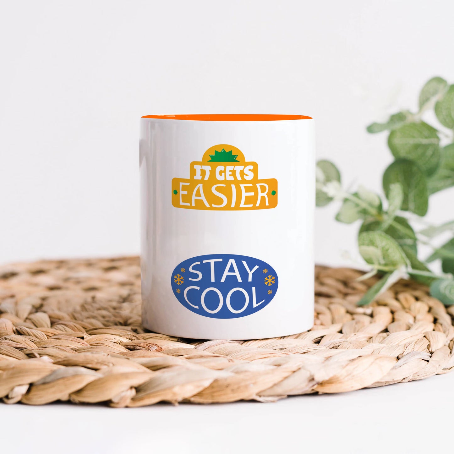 Flat design retro sticker collection Orange Handle 330 ml Coffee Mug