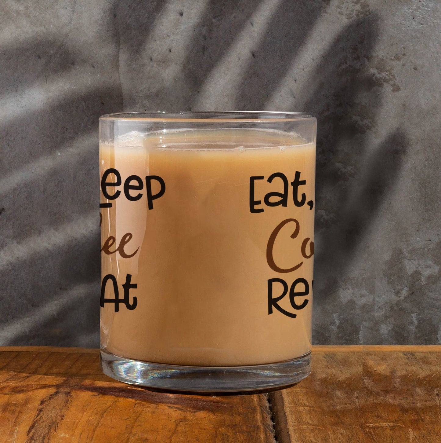Eat sleep coffee repeat Printed Glass Mug