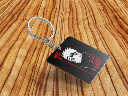 All Mighty Pain Printed Square Shape Wooden Keyring with Chain