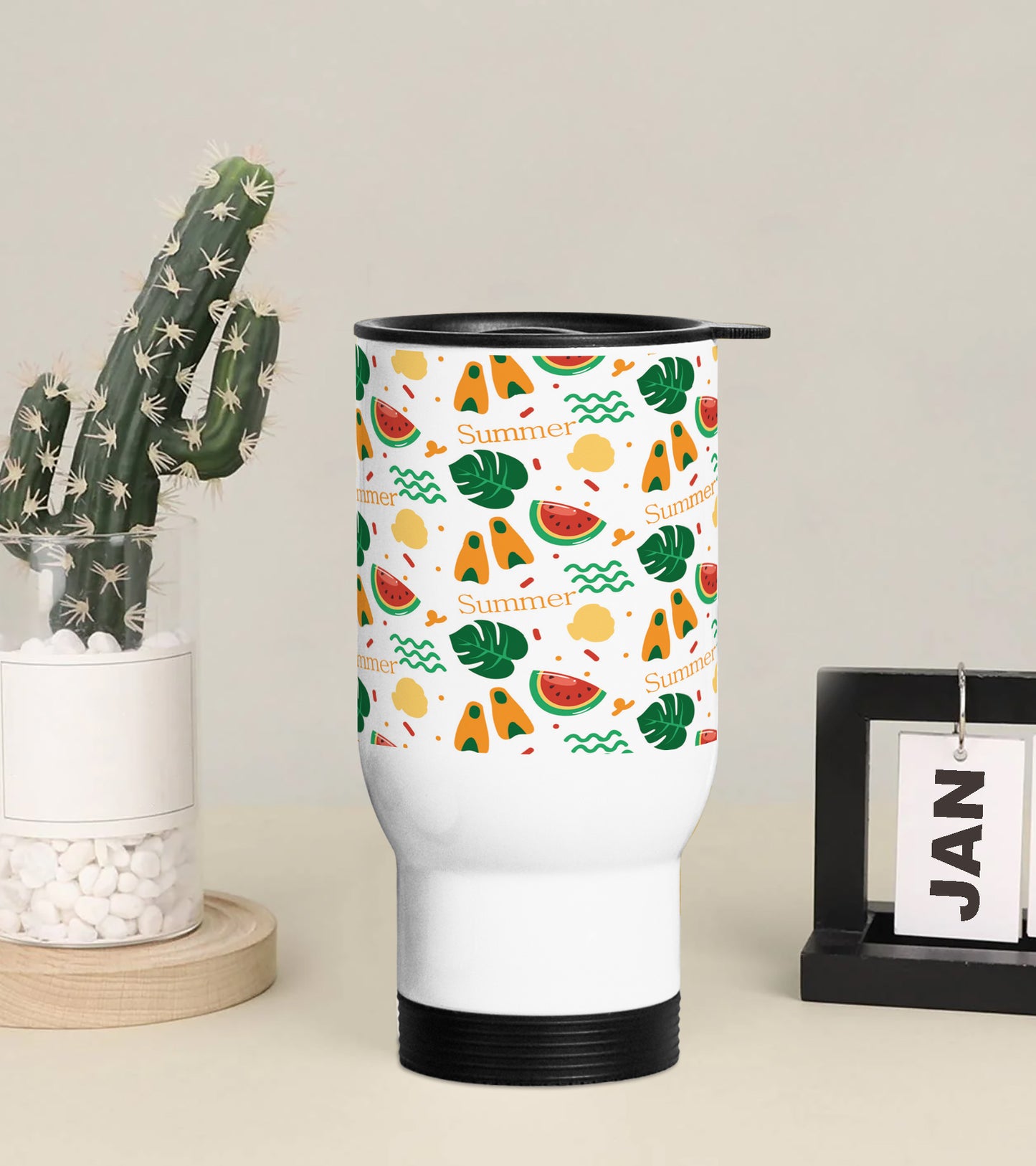 Summer fruit pattern Printed 350ML Travel MUG