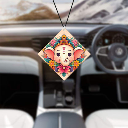 cute ganesh face vector art Premium Glossy Printed Car Hangings