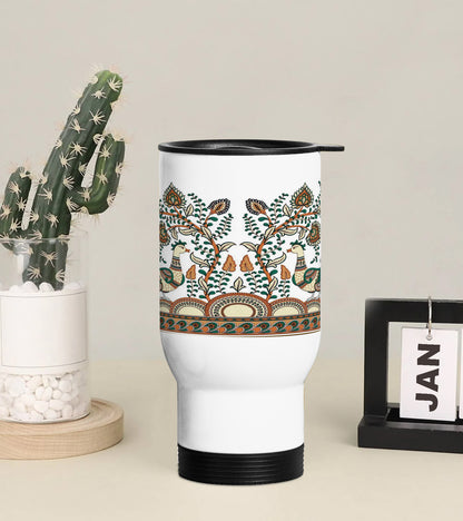 Digital Kalamkari Design Printed 350ML Travel MUG