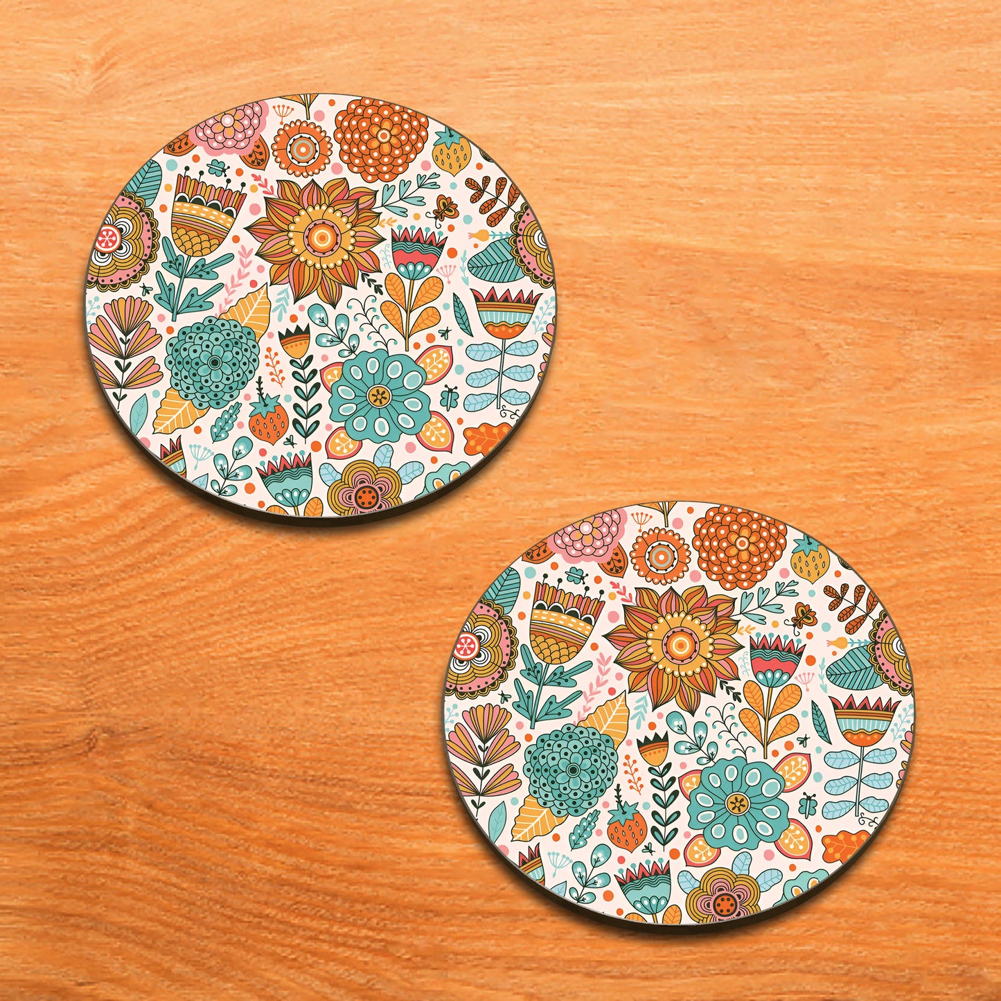 Vector flower Seamless pattern Combo Mugs and Coaster(Set of 2 Mugs and 2 coasters) 330 ml Coffee Mug