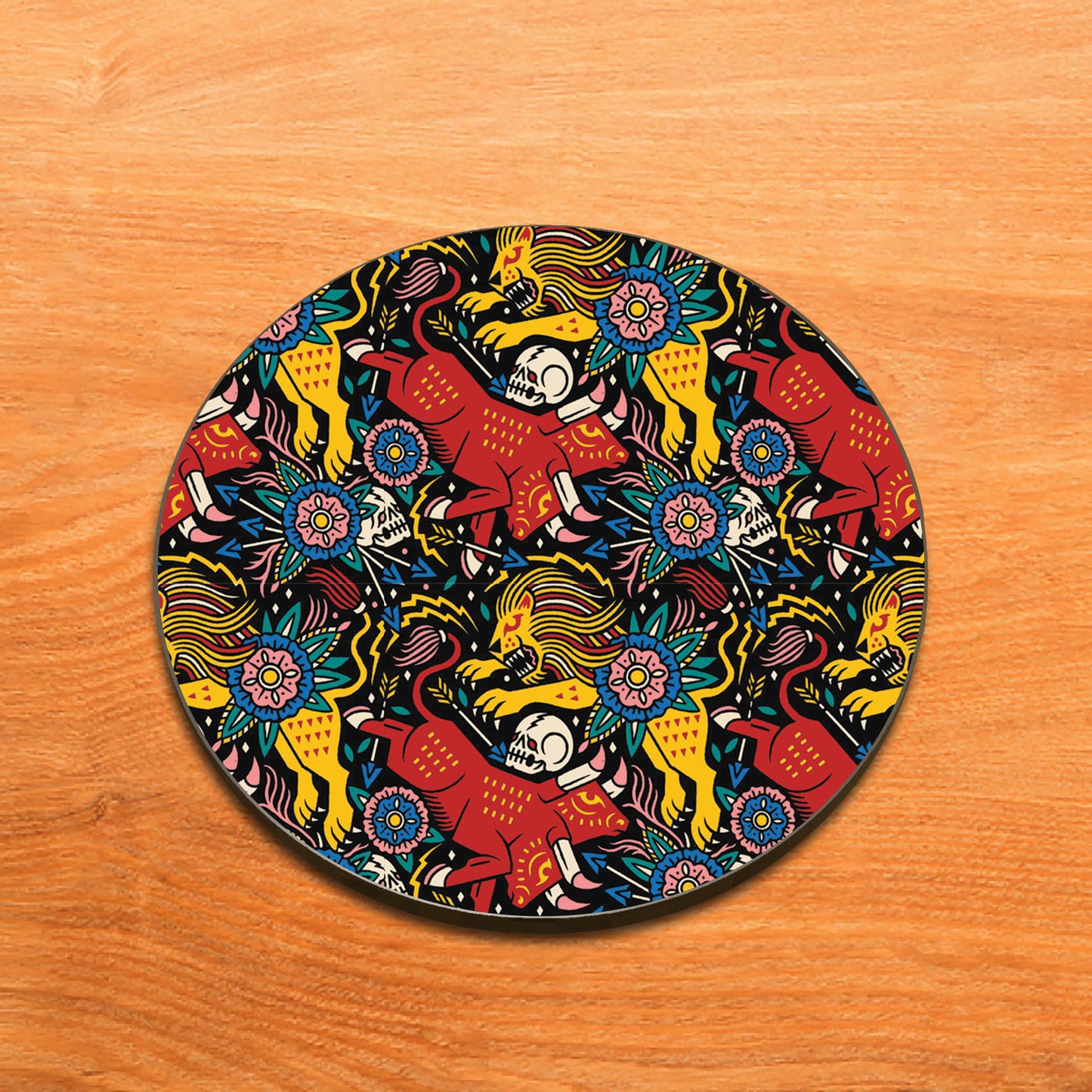 Vivid Animals Art pattern Design Full Black 330 ml Coffee Mug with Coaster