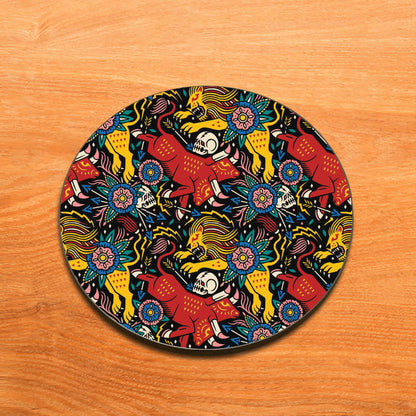 Vivid Animals Art pattern Design Full Black 330 ml Coffee Mug with Coaster