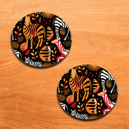 Zebras African Seamless Pattern Combo Mugs and Coaster(Set of 2 Mugs and 2 coasters) 330 ml Full Black Coffee Mug