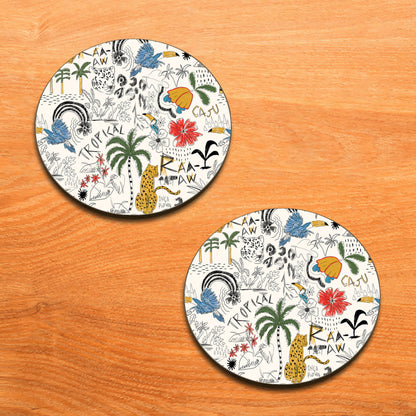 Animals and plants pattern Combo Mugs and Coaster(Set of 2 Mugs and 2 coasters) 330 ml Coffee Mug