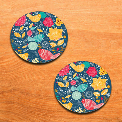 Birds and floral Seamless pattern Combo Mugs and Coaster(Set of 2 Mugs and 2 coasters) 330 ml Coffee Mug