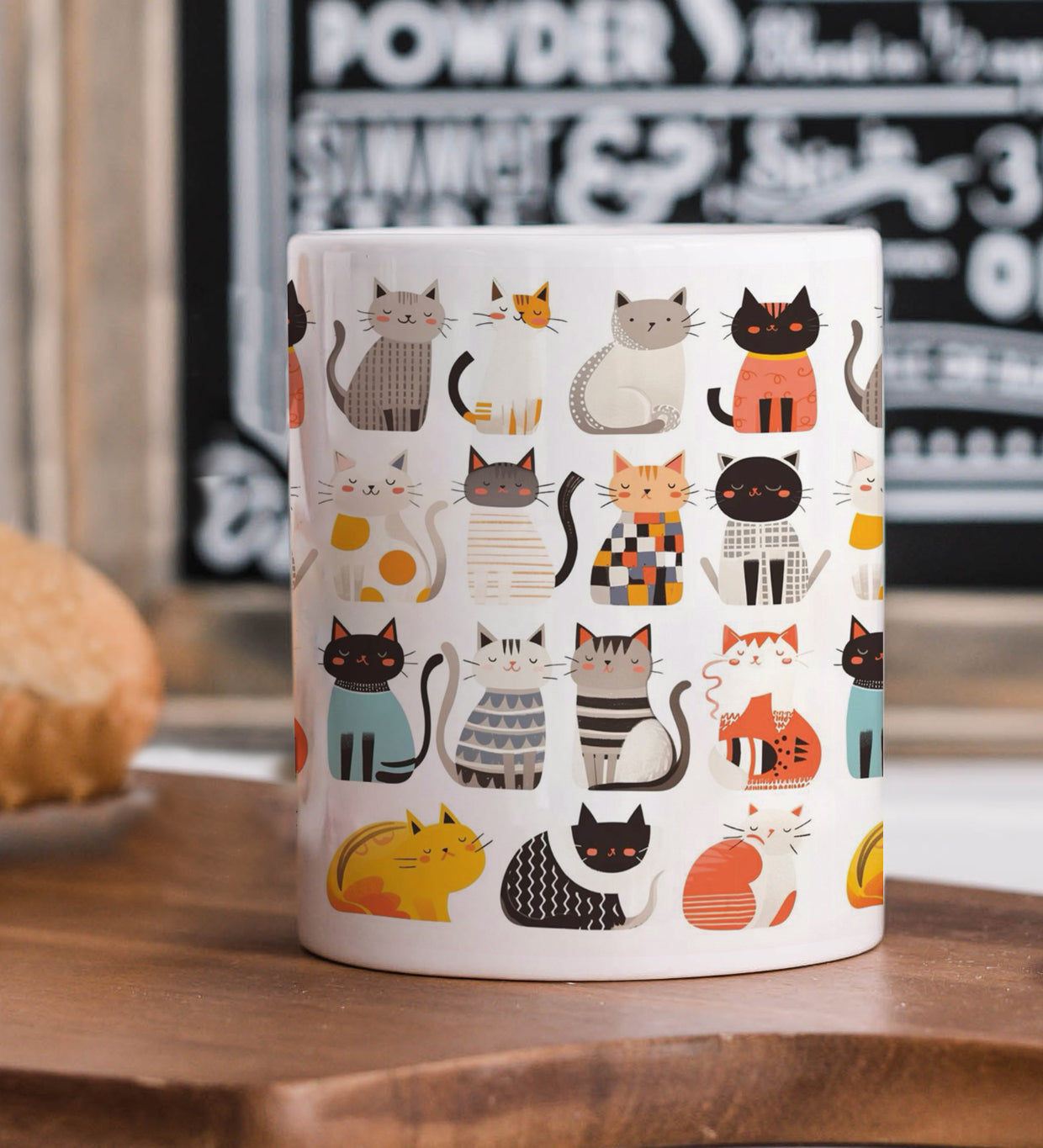 Colorful cat seamless pattern Mug and Keychain Combo 330 ml Coffee Mug