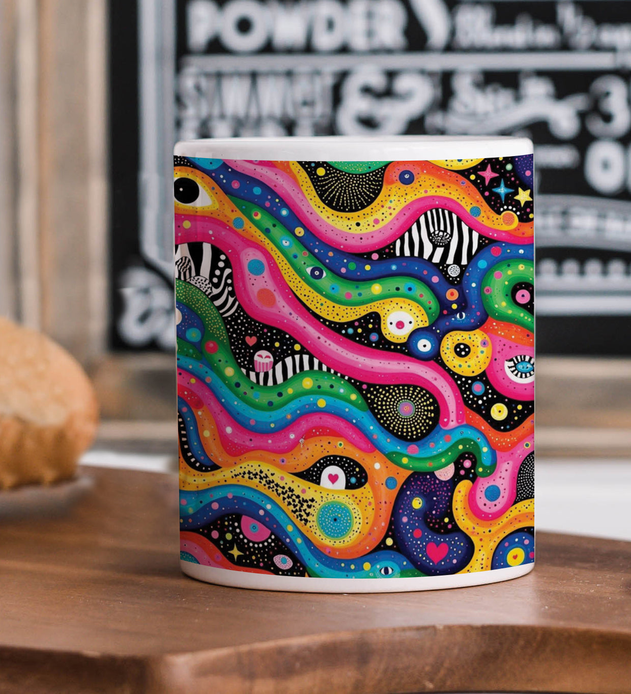Vibrant Abstract Swirls and Circles Mug and Keychain Combo 330 ml Coffee Mug