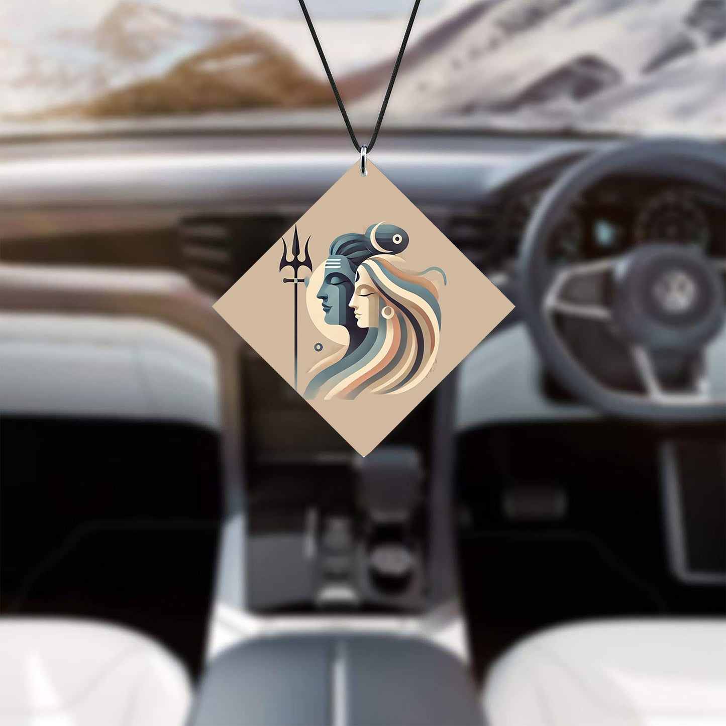 Maha Shivratri Lord Shiva Artwork, Mahadev illustration Premium Glossy Printed Car Hangings