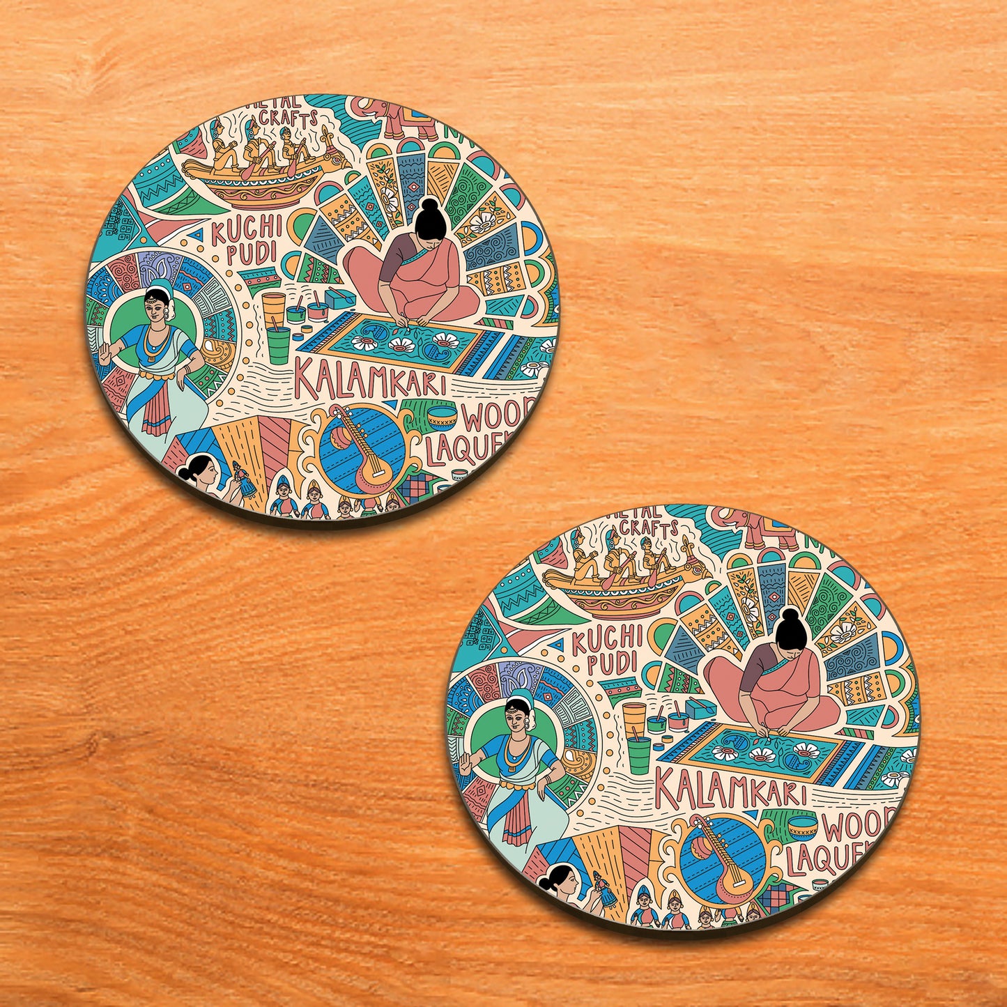 Andhra Pradesh Traditional Activities Combo Mugs and Coaster(Set of 2 Mugs and 2 coasters) 330 ml Coffee Mug