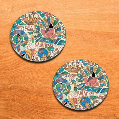 Andhra Pradesh Traditional Activities Combo Mugs and Coaster(Set of 2 Mugs and 2 coasters) 330 ml Coffee Mug