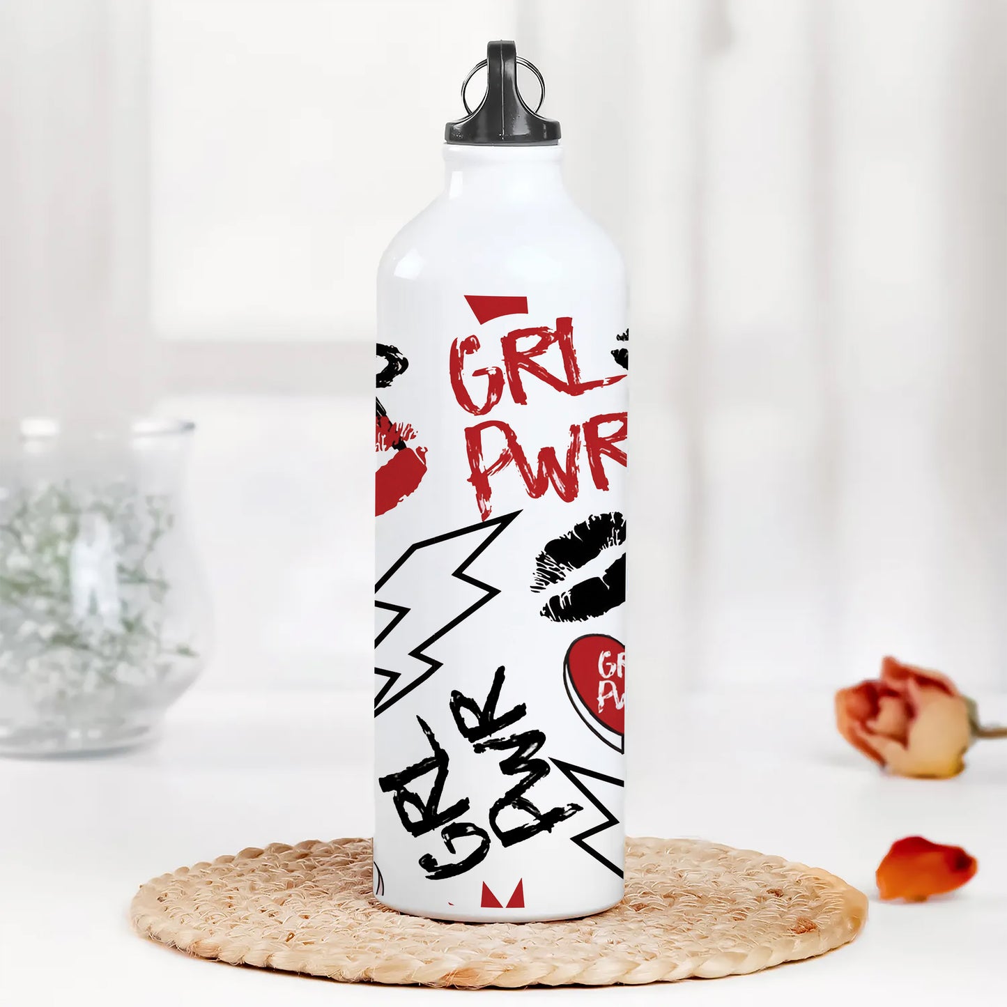 Girl power typography pattern Printed Normal Sipper Water Bottle 750 ml For Gym, Yoga, Kids, Boys, Girls, Brother, Sister, Babies, Baby, Workout, Adults