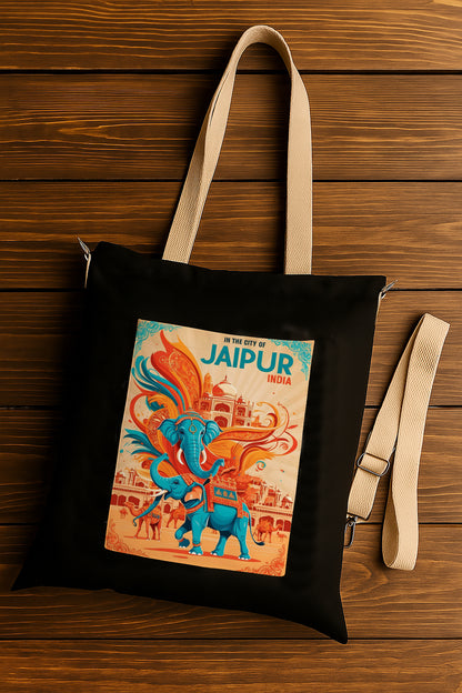 Jaipur Printed Women's Girls Cross Body Sling Bag with Extra Front Pocket, College Bag for Girls, Tote Bag for Shopping,Travel