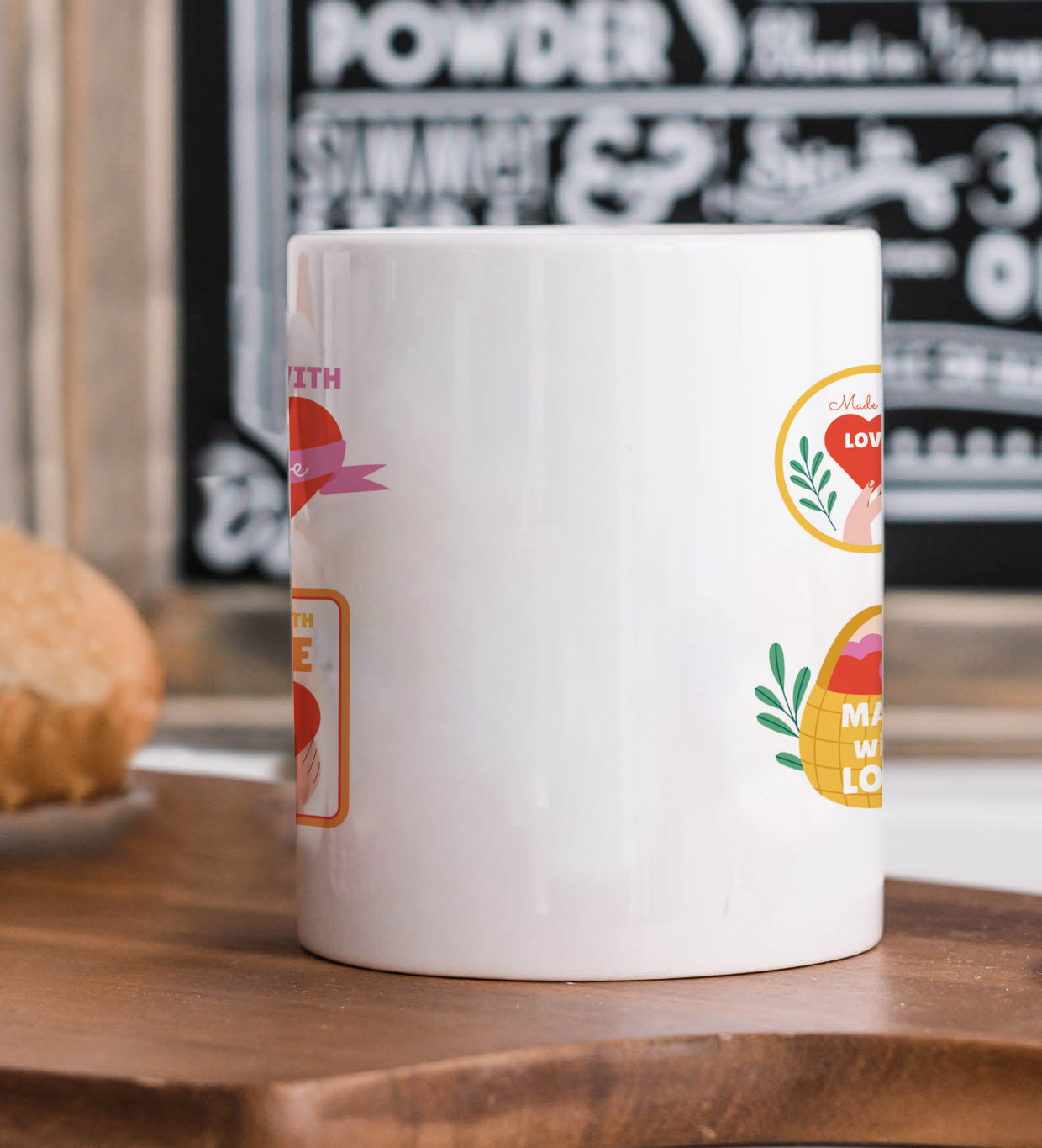 Hand drawn made with love floral label design White 330 ml Coffee Mug
