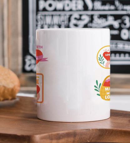 Hand drawn made with love floral label design White 330 ml Coffee Mug