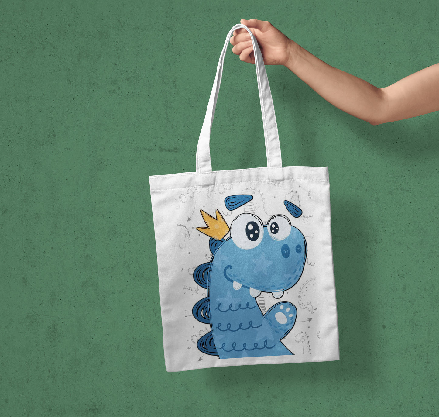 Blue Dinosaur Design Tote Bag (14 X 16 Inches) Tote bag For Shopping, College, Travel
