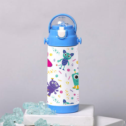 Seamless pattern with aliens space monsters planets rockets cartoon style vector 500ml kids Bottle