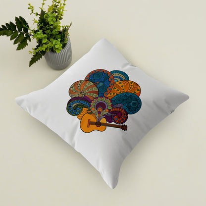 Painting Guitar Art Print Design Cushion (12x12 inches) Pack of 1