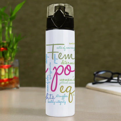 Girl Power word cloud typography pattern Printed Flip Flop Water Bottle 750 ml For Gym, Yoga, Kids, Boys, Girls, Brother, Sister, Babies, Baby, Workout, Adults