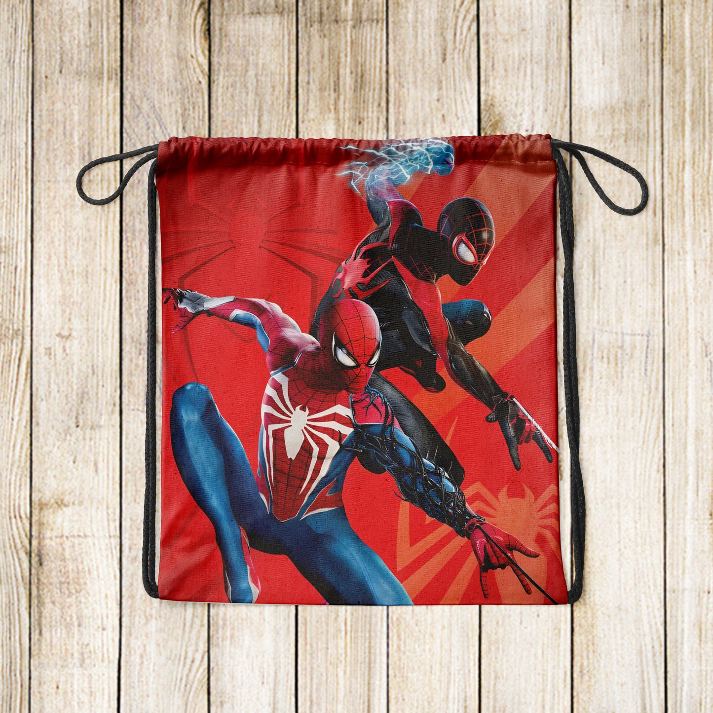 Original and Black Spiderman Pattern Polyester String Backpack Bags for kids for Gym, Yoga, Tuition ,Beach Bag for 4-10 year boys and girls