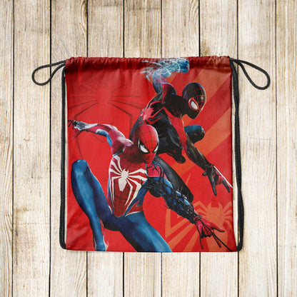 Original and Black Spiderman Pattern Polyester String Backpack Bags for kids for Gym, Yoga, Tuition ,Beach Bag for 4-10 year boys and girls